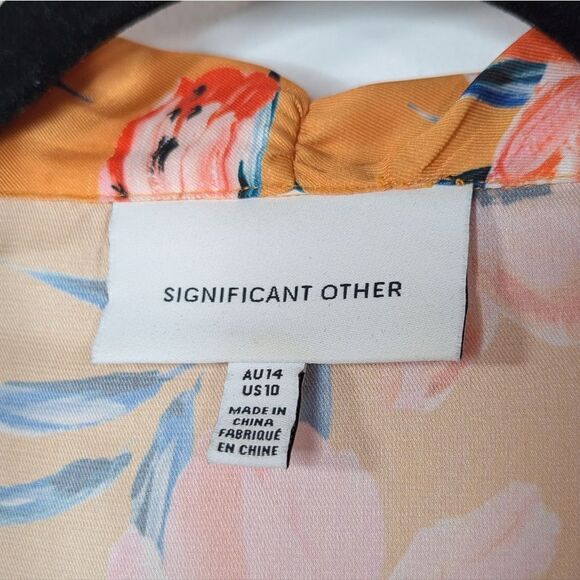 Significant Other Zoe Hibiscus Floral Bouquet Bell Sleeve Wrap Mini Dress 10 - Picture 5 of 6